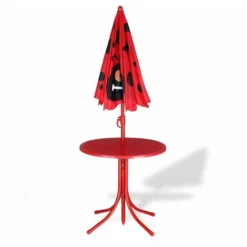 Ensemble 2 Chaises Et 1 Table Pour Enfant Avec Parasol Ajustable Camping Extérieur Terrasse Balcon -Promos Verde Rêverie Boutique 18473403 4