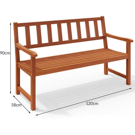 Banc De Jardin Kensington 2 Places En Bois D’acacia 120 Cm Résistant Aux Intempéries Terrasse Balcon Extérieur Parc 7 Banc De Jardin Kensington 2 Places En Bois D’acacia 120 Cm Résistant Aux Intempéries Terrasse Balcon Extérieur Parc – Image 5
