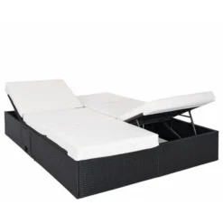 Casaria Bain De Soleil XXL 2 Personnes 160cm En Polyrotin Noir Avec Coussin Blanc Chaise Longue Réglable Extérieur 10 Casaria Bain De Soleil XXL 2 Personnes 160cm En Polyrotin Noir Avec Coussin Blanc Chaise Longue Réglable Extérieur -Promos Verde Rêverie Boutique 18473498 4