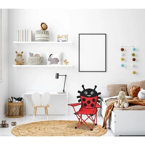 Deuba 2X Chaises Pliables Pour Enfant Motif Coccinelle Couleur Rouge/Noir Intérieur Extérieur Jardin Camping Plage 5 Deuba 2X Chaises Pliables Pour Enfant Motif Coccinelle Couleur Rouge/Noir Intérieur Extérieur Jardin Camping Plage – Image 3