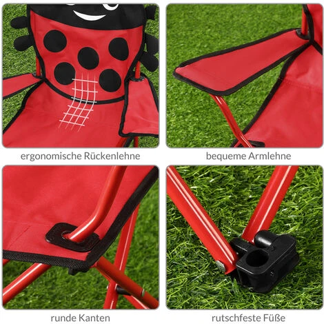 Deuba 2X Chaises Pliables Pour Enfant Motif Coccinelle Couleur Rouge/Noir Intérieur Extérieur Jardin Camping Plage 6 Deuba 2X Chaises Pliables Pour Enfant Motif Coccinelle Couleur Rouge/Noir Intérieur Extérieur Jardin Camping Plage – Image 4