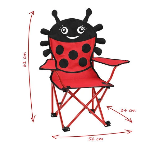 Deuba 2X Chaises Pliables Pour Enfant Motif Coccinelle Couleur Rouge/Noir Intérieur Extérieur Jardin Camping Plage 7 Deuba 2X Chaises Pliables Pour Enfant Motif Coccinelle Couleur Rouge/Noir Intérieur Extérieur Jardin Camping Plage – Image 5