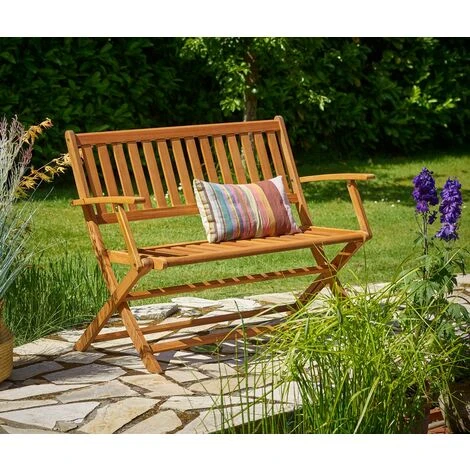 Banc De Jardin Pliable En Bois D'eucalyptus Certifié FSC 2 Places Banc En Bois Terrasse Balcon Jardin Meuble D'extérieur 5 Banc De Jardin Pliable En Bois D'eucalyptus Certifié FSC 2 Places Banc En Bois Terrasse Balcon Jardin Meuble D'extérieur – Image 3