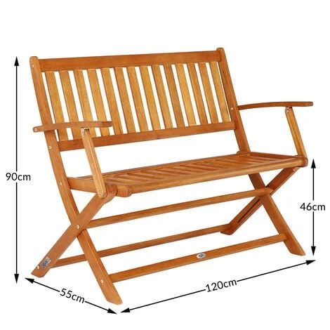 Banc De Jardin Pliable En Bois D'eucalyptus Certifié FSC 2 Places Banc En Bois Terrasse Balcon Jardin Meuble D'extérieur 7 Banc De Jardin Pliable En Bois D'eucalyptus Certifié FSC 2 Places Banc En Bois Terrasse Balcon Jardin Meuble D'extérieur – Image 5