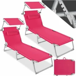 Lot De 2 Transats CHLOE - Lot De 2 Chaises Longues, Bains De Soleil, Transats Jardin