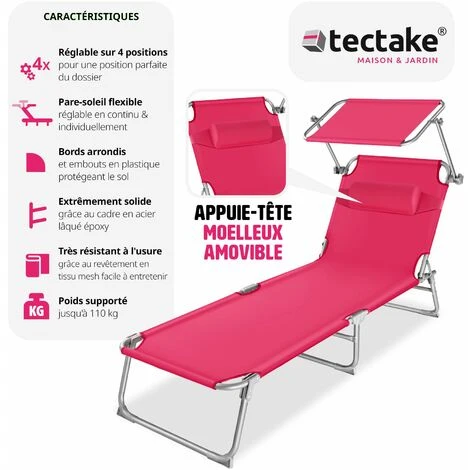 Lot De 2 Transats CHLOE - Lot De 2 Chaises Longues, Bains De Soleil, Transats Jardin 4 Lot De 2 Transats CHLOE - Lot De 2 Chaises Longues, Bains De Soleil, Transats Jardin – Image 2