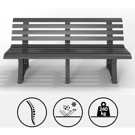 Banc De Jardin Orchidea 3 Places Banc D'extérieur En Plastique Banquette 145x49x74 Cm Jardin Terrasse Parc Anthracite 5 Banc De Jardin Orchidea 3 Places Banc D'extérieur En Plastique Banquette 145x49x74 Cm Jardin Terrasse Parc Anthracite – Image 3