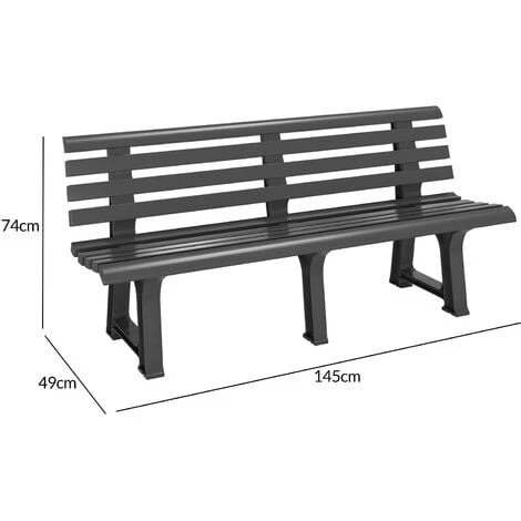 Banc De Jardin Orchidea 3 Places Banc D'extérieur En Plastique Banquette 145x49x74 Cm Jardin Terrasse Parc Anthracite 6 Banc De Jardin Orchidea 3 Places Banc D'extérieur En Plastique Banquette 145x49x74 Cm Jardin Terrasse Parc Anthracite – Image 4
