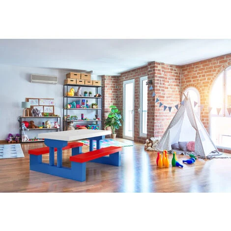 Salon De Jardin Pour Enfants Ensemble De Jardin Table Bancs Avec Parasol Jeux Enfants Intérieur Extérieur Transportable 4 Salon De Jardin Pour Enfants Ensemble De Jardin Table Bancs Avec Parasol Jeux Enfants Intérieur Extérieur Transportable – Image 2