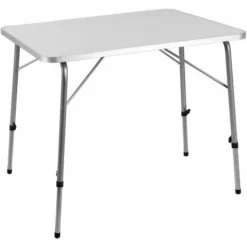 Deuba Table De Camping • 80x54cm • Réglable En Hauteur • Aluminium - Blanc Table De Jardin, Terrasse