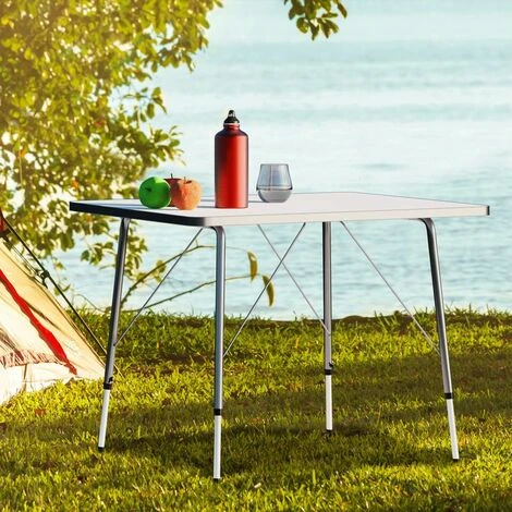Deuba Table De Camping • 80x54cm • Réglable En Hauteur • Aluminium - Blanc Table De Jardin, Terrasse 4 Deuba Table De Camping • 80x54cm • Réglable En Hauteur • Aluminium - Blanc Table De Jardin, Terrasse – Image 2