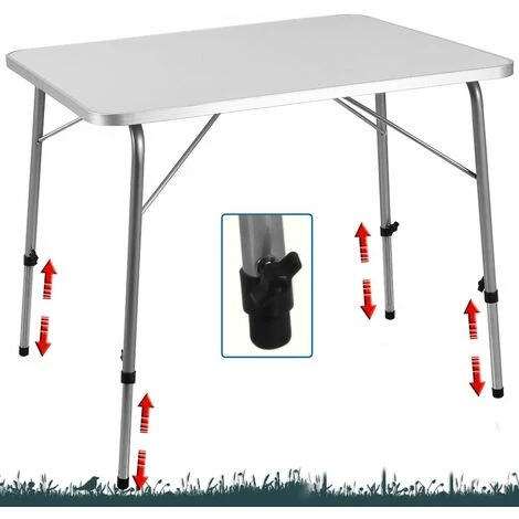 Deuba Table De Camping • 80x54cm • Réglable En Hauteur • Aluminium - Blanc Table De Jardin, Terrasse 5 Deuba Table De Camping • 80x54cm • Réglable En Hauteur • Aluminium - Blanc Table De Jardin, Terrasse – Image 3