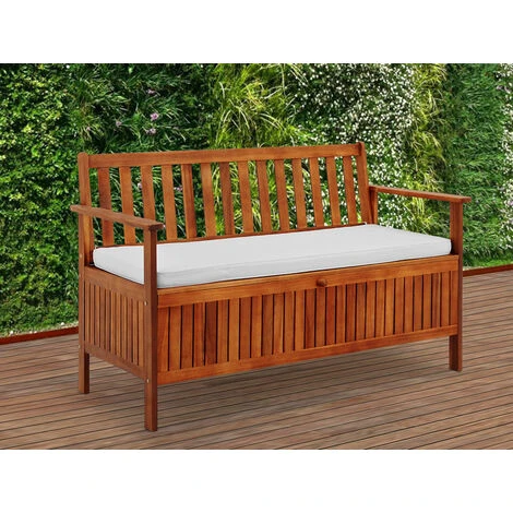 Banc De Jardin En Bois D'acacia Avec Compartiment De Rangement Coussin Inclus Robuste Et Durable Banc 2en1 5 Banc De Jardin En Bois D'acacia Avec Compartiment De Rangement Coussin Inclus Robuste Et Durable Banc 2en1 – Image 3