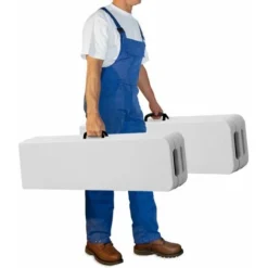 2x Bancs Pliables En Plastique Blanc 180cm Pour Jardin Fêtes Camping Pique-nique Anniversaire -Promos Verde Rêverie Boutique 18477606 5