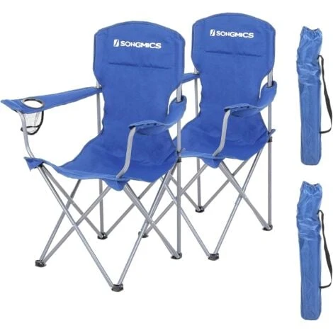 Songmics Lot De 2 Chaises De Camping, Confortable, Structure Robuste, Charge Max De 150 Kg, Avec Porte-Bouteille, Chaise D’extérieur Bleu GCB08BU 3 Songmics Lot De 2 Chaises De Camping, Confortable, Structure Robuste, Charge Max De 150 Kg, Avec Porte-Bouteille, Chaise D’extérieur Bleu GCB08BU