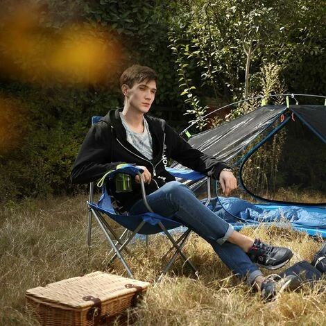 Songmics Lot De 2 Chaises De Camping, Confortable, Structure Robuste, Charge Max De 150 Kg, Avec Porte-Bouteille, Chaise D’extérieur Bleu GCB08BU 4 Songmics Lot De 2 Chaises De Camping, Confortable, Structure Robuste, Charge Max De 150 Kg, Avec Porte-Bouteille, Chaise D’extérieur Bleu GCB08BU – Image 2