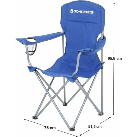 Songmics Lot De 2 Chaises De Camping, Confortable, Structure Robuste, Charge Max De 150 Kg, Avec Porte-Bouteille, Chaise D’extérieur Bleu GCB08BU 7 Songmics Lot De 2 Chaises De Camping, Confortable, Structure Robuste, Charge Max De 150 Kg, Avec Porte-Bouteille, Chaise D’extérieur Bleu GCB08BU – Image 5