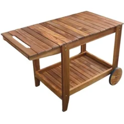 Desserte Contemporaine Sur Roulettes En Acacia