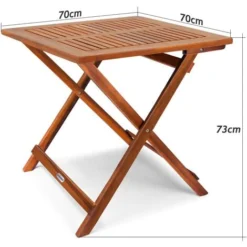 CASARIA® Table D'appoint Pliante En Bois D'acacia 70x70x73cm Table Basse Carrée Pliable Extérieur Jardin Camping -Promos Verde Rêverie Boutique 18842097 4