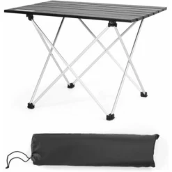 COSTWAY Table De Camping Pliable En Aluminium 56x41x41CM Charge Max 25KG Table De Jardin Avec Sac Portable Pour Camping/Randonnée