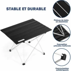 COSTWAY Table De Camping Pliable En Aluminium 56x41x41CM Charge Max 25KG Table De Jardin Avec Sac Portable Pour Camping/Randonnée -Promos Verde Rêverie Boutique 18931186 3