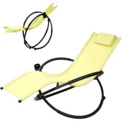 COSTWAY Chaise Longue à Bascule Pliante Chaise Orbitale Extérieure Vert