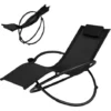 COSTWAY Chaise Longue à Bascule Pliante Chaise Orbitale Extérieure Noir 2 COSTWAY Chaise Longue à Bascule Pliante Chaise Orbitale Extérieure Noir -Promos Verde Rêverie Boutique 18984419 1