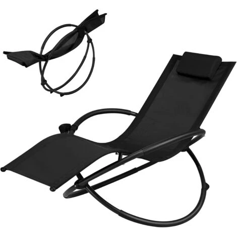 COSTWAY Chaise Longue à Bascule Pliante Chaise Orbitale Extérieure Noir 3 COSTWAY Chaise Longue à Bascule Pliante Chaise Orbitale Extérieure Noir