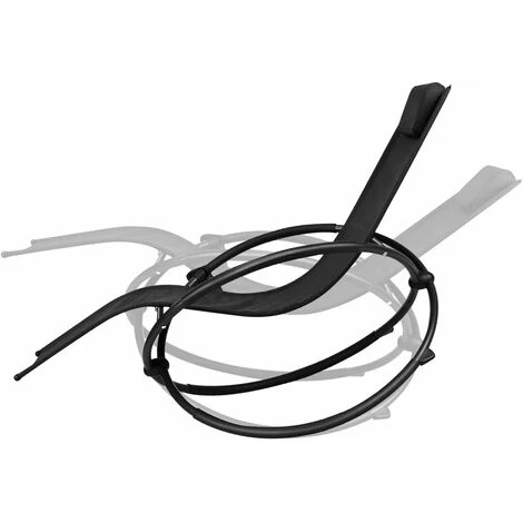 COSTWAY Chaise Longue à Bascule Pliante Chaise Orbitale Extérieure Noir 5 COSTWAY Chaise Longue à Bascule Pliante Chaise Orbitale Extérieure Noir – Image 3