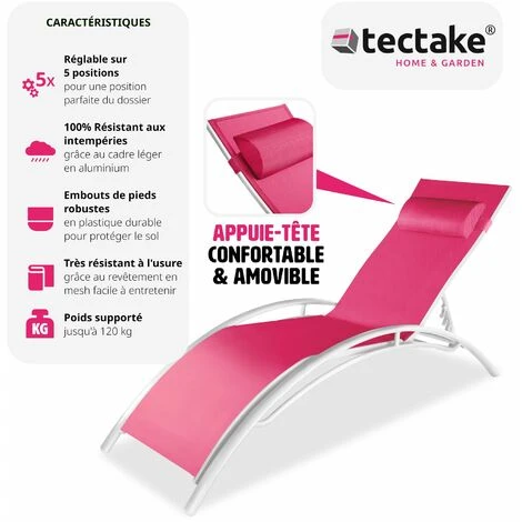 Lot De 2 Transats Avec Coussin De Tête - Lot De 2 Chaises Longues, Bains De Soleil, Transats Jardin 4 Lot De 2 Transats Avec Coussin De Tête - Lot De 2 Chaises Longues, Bains De Soleil, Transats Jardin – Image 2