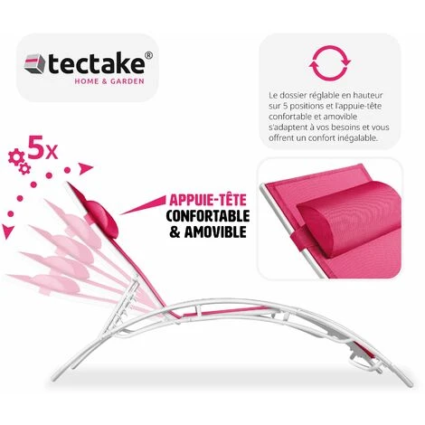 Lot De 2 Transats Avec Coussin De Tête - Lot De 2 Chaises Longues, Bains De Soleil, Transats Jardin 6 Lot De 2 Transats Avec Coussin De Tête - Lot De 2 Chaises Longues, Bains De Soleil, Transats Jardin – Image 4