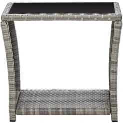Table Basse Gris 45x45x40 Cm Résine Tressée Et Verre VidaXL 8 Table Basse Gris 45x45x40 Cm Résine Tressée Et Verre VidaXL -Promos Verde Rêverie Boutique 19230133 2