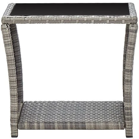 Table Basse Gris 45x45x40 Cm Résine Tressée Et Verre VidaXL 4 Table Basse Gris 45x45x40 Cm Résine Tressée Et Verre VidaXL – Image 2