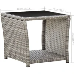 Table Basse Gris 45x45x40 Cm Résine Tressée Et Verre VidaXL 9 Table Basse Gris 45x45x40 Cm Résine Tressée Et Verre VidaXL -Promos Verde Rêverie Boutique 19230133 3