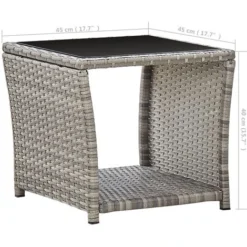 Table Basse Gris 45x45x40 Cm Résine Tressée Et Verre VidaXL 11 Table Basse Gris 45x45x40 Cm Résine Tressée Et Verre VidaXL -Promos Verde Rêverie Boutique 19230133 5