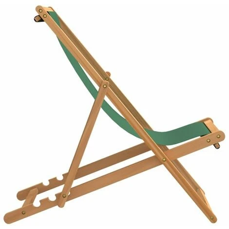 Chaise De Plage Pliable Bois De Teck Solide Vert VidaXL 6 Chaise De Plage Pliable Bois De Teck Solide Vert VidaXL – Image 4