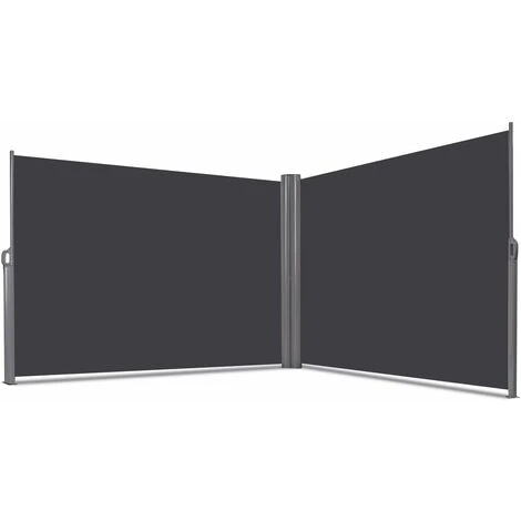COSTWAY Auvent Latéral Rétractable Double 160x600CM En Aluminium Et Tissu Polyester Résistant Aux UV Pour Terrasse,Balcon Gris Foncé 7 COSTWAY Auvent Latéral Rétractable Double 160x600CM En Aluminium Et Tissu Polyester Résistant Aux UV Pour Terrasse,Balcon Gris Foncé – Image 5
