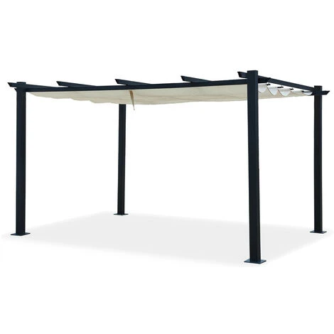 Tonnelle/Pergola Aluminium 3x4m Toile Coulissante Rétractable - Gris / ECRU- OHIO XL 4 Tonnelle/Pergola Aluminium 3x4m Toile Coulissante Rétractable - Gris / ECRU- OHIO XL – Image 2