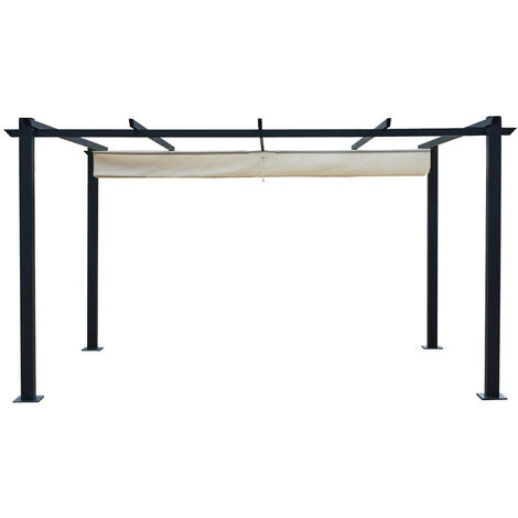 Tonnelle/Pergola Aluminium 3x4m Toile Coulissante Rétractable - Gris / ECRU- OHIO XL 5 Tonnelle/Pergola Aluminium 3x4m Toile Coulissante Rétractable - Gris / ECRU- OHIO XL – Image 3
