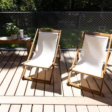 Lot De 2 Transats Fidgi En Acacia écru 5 Lot De 2 Transats Fidgi En Acacia écru – Image 3