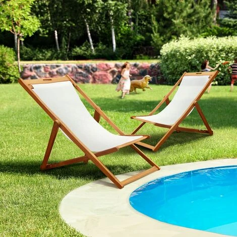 Lot De 2 Transats Fidgi En Acacia écru 6 Lot De 2 Transats Fidgi En Acacia écru – Image 4