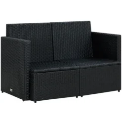 Canapé De Jardin à 2 Places Avec Coussins Noir Résine Tressée VidaXL 11 Canapé De Jardin à 2 Places Avec Coussins Noir Résine Tressée VidaXL -Promos Verde Rêverie Boutique 19546228 5