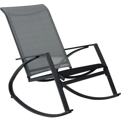 Chaises à Bascule De Jardin 2 Pcs Textilène Gris Foncé VidaXL 4 Chaises à Bascule De Jardin 2 Pcs Textilène Gris Foncé VidaXL – Image 2