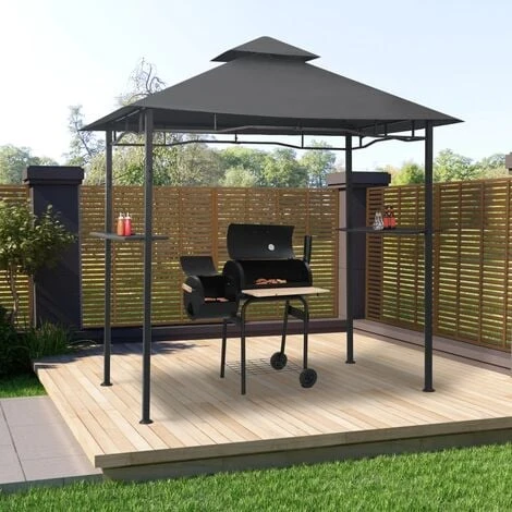 Belvédère De Barbecue 240x150x255 Cm Anthracite Acier VidaXL 4 Belvédère De Barbecue 240x150x255 Cm Anthracite Acier VidaXL – Image 2