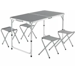 Table De Camping 4 Chaises Pliantes Fonction Valise Gris Ensemble Au Choix Gris