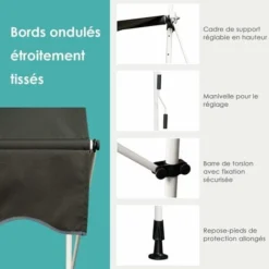 COSTWAY Store Banne Manuel Rétractable 1,5 L X 1,2 L M Hauteur Et Inclinaison Réglable Aluminium Polyester Anti-UV, Gris 10 COSTWAY Store Banne Manuel Rétractable 1,5 L X 1,2 L M Hauteur Et Inclinaison Réglable Aluminium Polyester Anti-UV, Gris -Promos Verde Rêverie Boutique 19767670 4