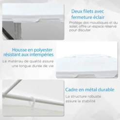 OUTSUNNY Tonnelle Barnum Style Colonial Dim. 4L X 3l X 2,55H M 4 Moustiquaires Blanc Et Noir 11 OUTSUNNY Tonnelle Barnum Style Colonial Dim. 4L X 3l X 2,55H M 4 Moustiquaires Blanc Et Noir -Promos Verde Rêverie Boutique 19842696 5