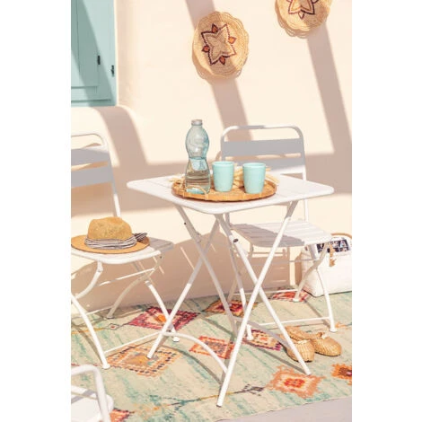 Table De Jardin Pliante Carrée En Acier (60x60 Cm) Janti SKLUM Blanc 4 Table De Jardin Pliante Carrée En Acier (60x60 Cm) Janti SKLUM Blanc – Image 2