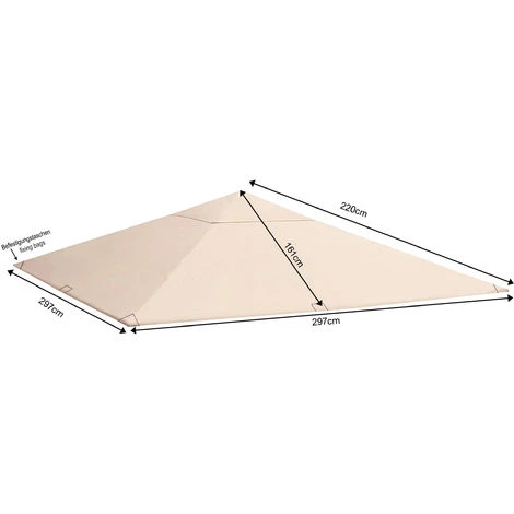 Toit De Rechange Pour Tonnelle De Jardin Beige 3 X 3 M 4 Toit De Rechange Pour Tonnelle De Jardin Beige 3 X 3 M – Image 2