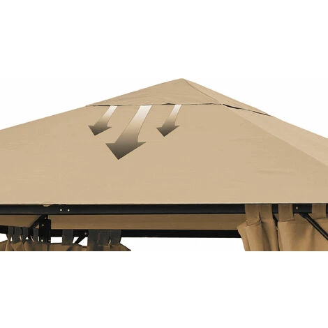 Toit De Rechange Pour Tonnelle De Jardin Beige 3 X 3 M 5 Toit De Rechange Pour Tonnelle De Jardin Beige 3 X 3 M – Image 3